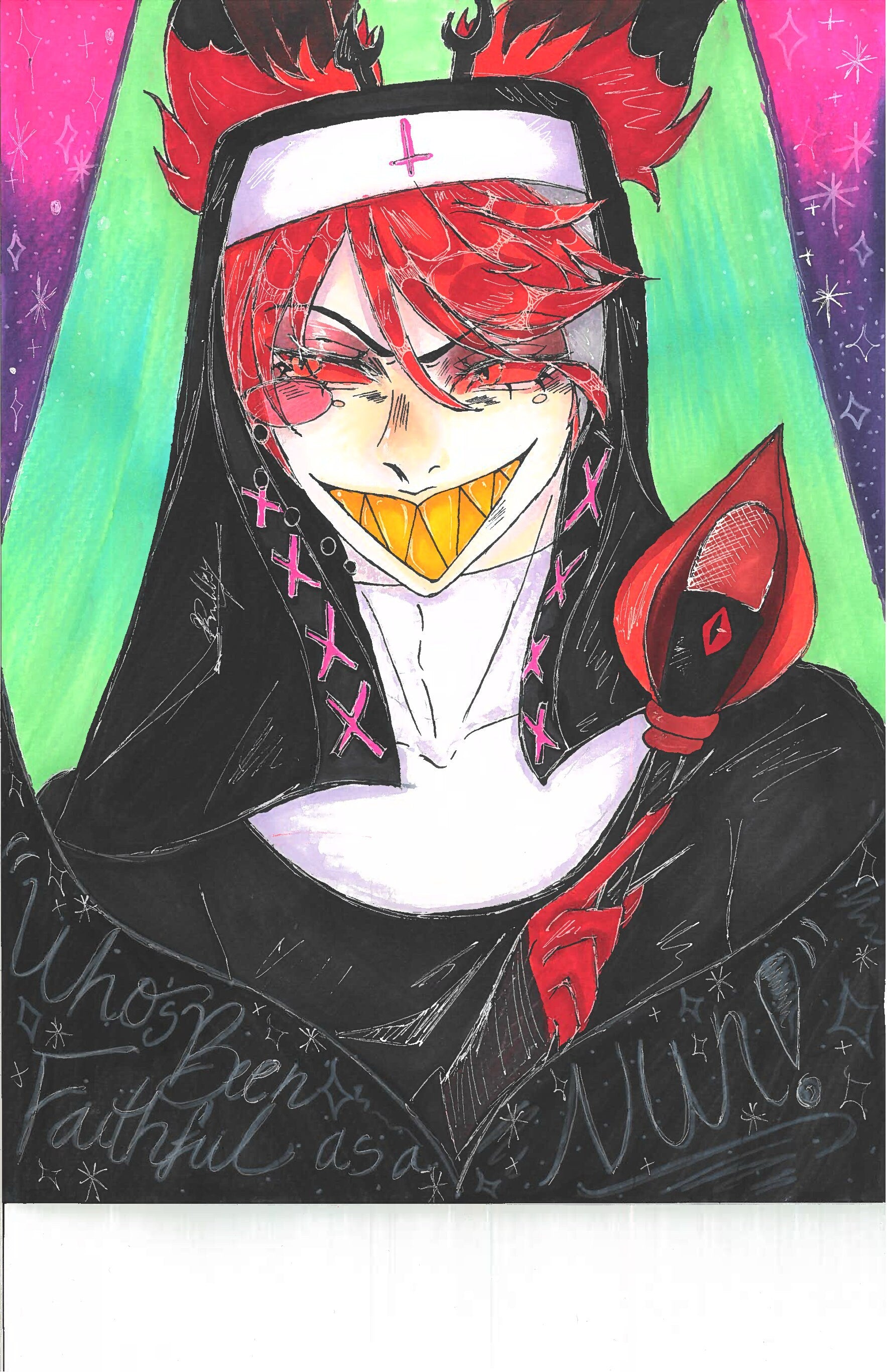 Hazbin Hotel Nun Alastor Fanart Print