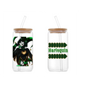 Harlequin Freak Circus Glass Tumbler with Straw 16 oz