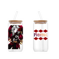 Pierrot Freak Circus Glass Tumbler with Straw 16 oz